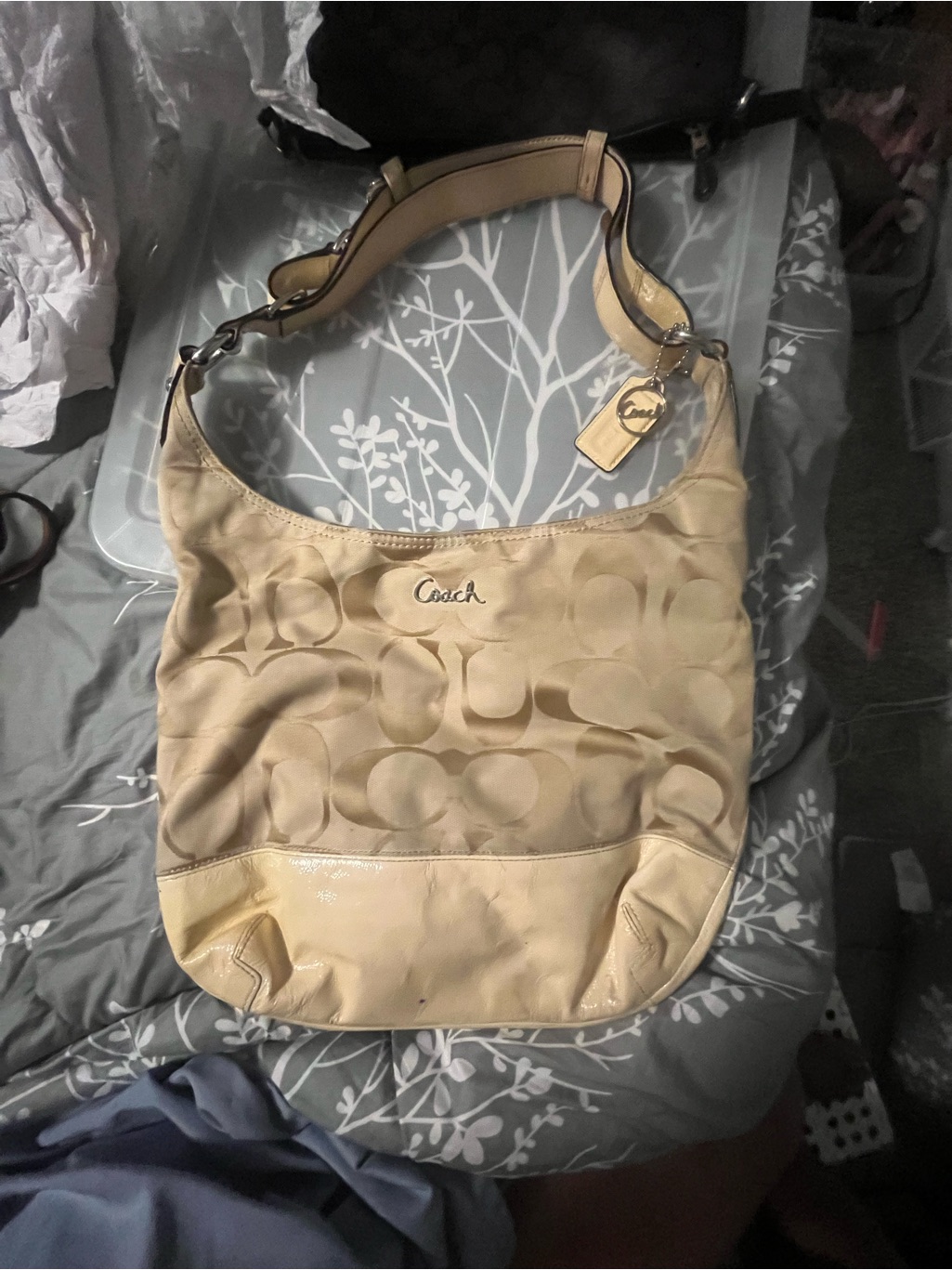 Coach Beige Signature Shoulder Bag Used